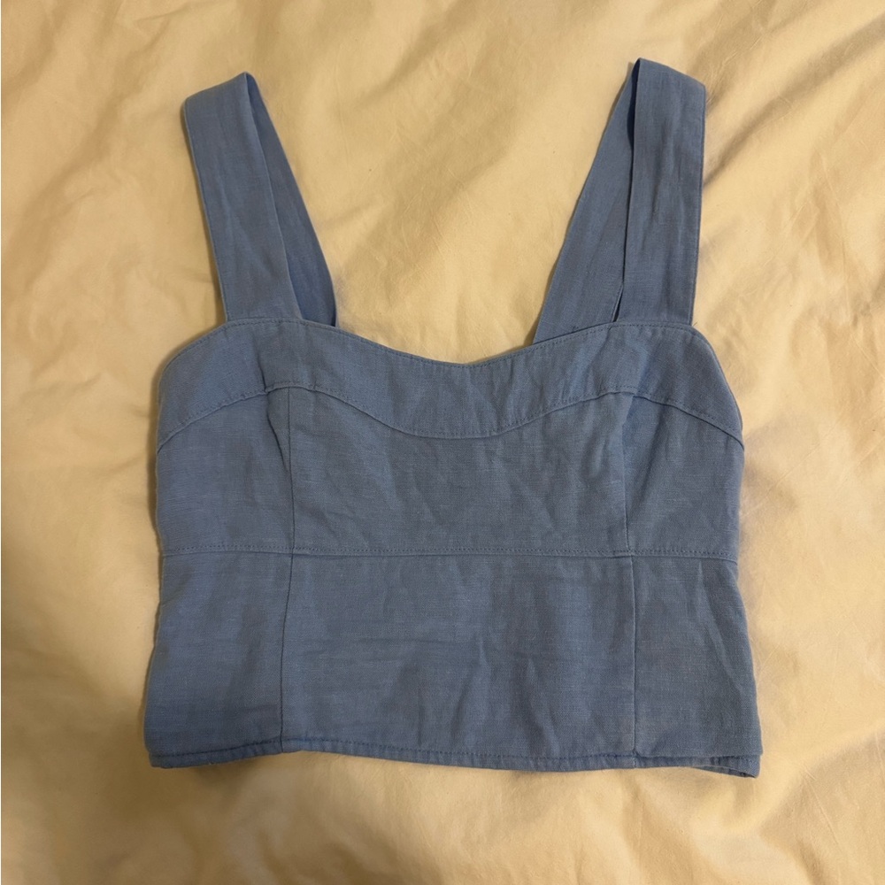Abercrombie & Fitch Blue Linen Crop Top